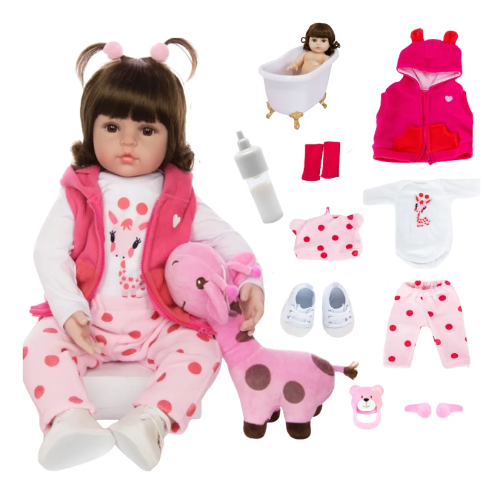 Bebê Reborn Boneca Menina Silicone Girafinha